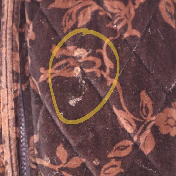 QUILTED VELVET COAT M Jones NY Vintage Velvet *FLAWED* Hooded Fall Winter Brown - Picture 4 of 9